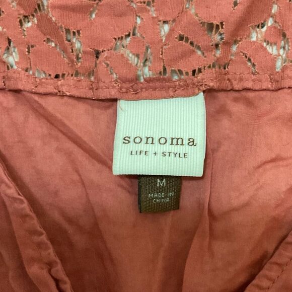 Sonoma Lace Back Sleeveless Top Rust Orange Size M - Picture 7 of 9